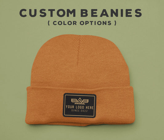 Custom Faux Leather Patch - Beanie